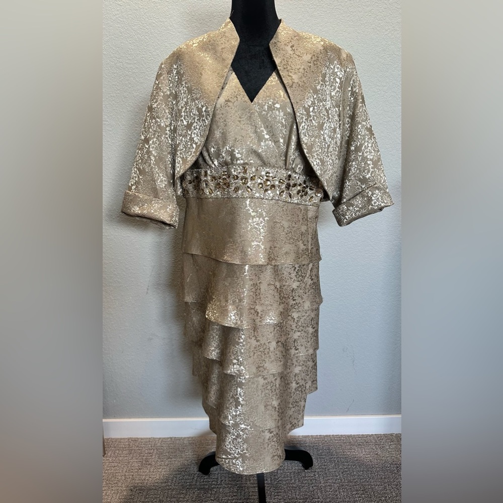 Women’s dress champagne color with embellishments